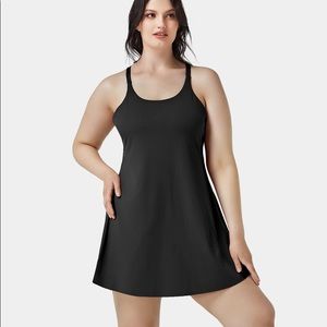 Halara High Neckline Tie-Back Strappy Plus Size Dress in Black